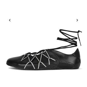 Jeffrey Campbell Regimen Ankle Wrap Sneakers Leather Flats Black Womens Size 8